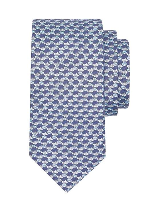Salvatore Ferragamo Mens Silk Fish Printed Tie in Blue商品第1张图片规格展示
