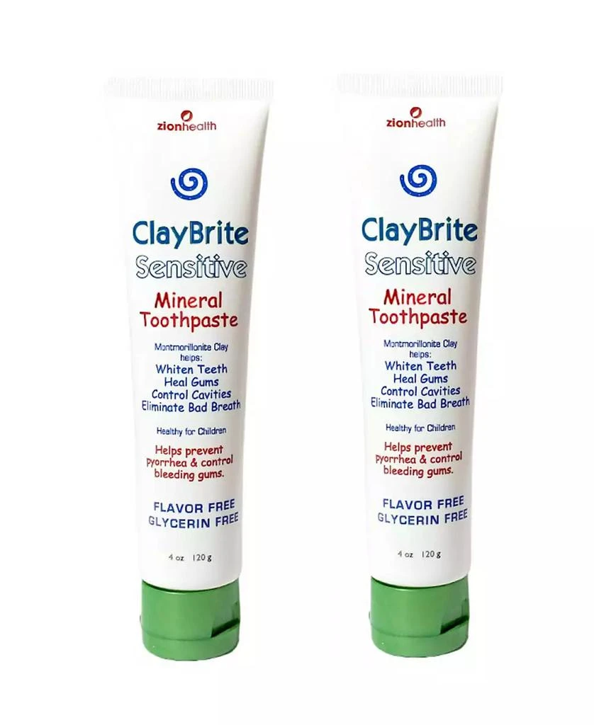 商品Zion Health|Claybrite Sensitive Toothpaste, Maximum Relief Set of 2 Pack, 8oz,价格¥113,第1张图片