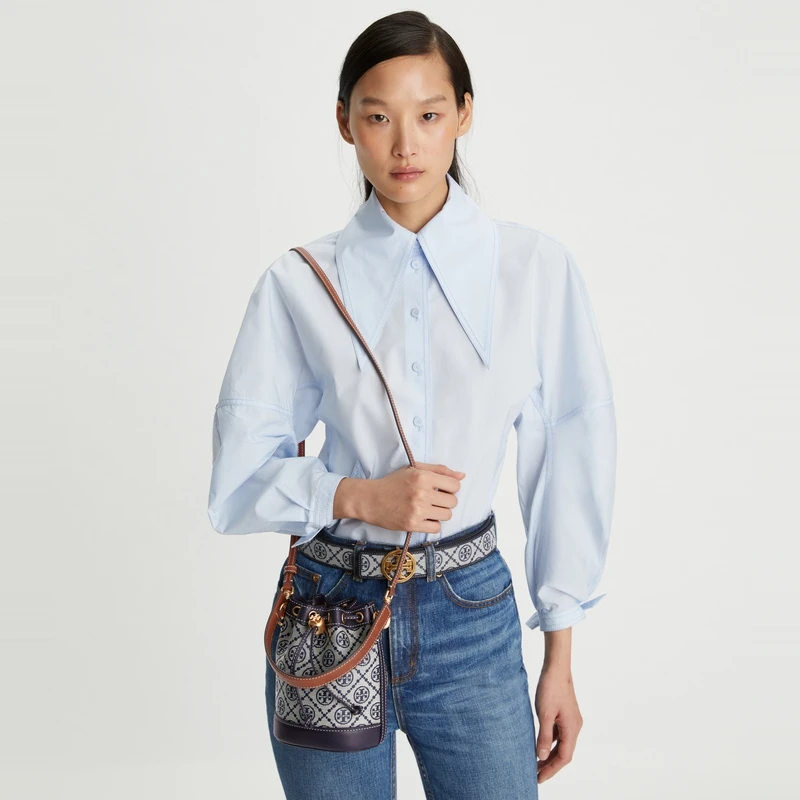 【香港直邮】汤丽柏琦TORY BURCH 迷你提花斜挎水桶包女包 80534 商品