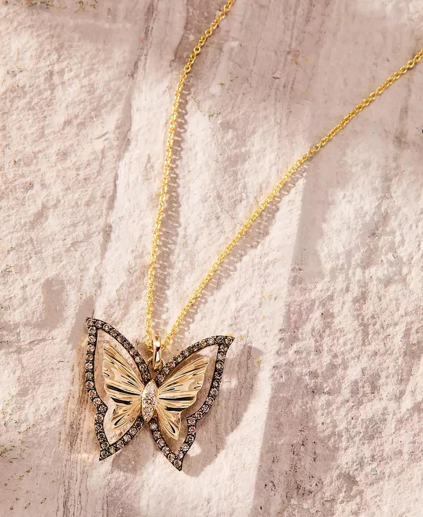 商品Le Vian|Nude Diamond & Chocolate Diamond Butterfly Pendant Necklace (1/3 ct. t.w.) in 14k Honey Gold,价格¥8077,第3张图片详细描述