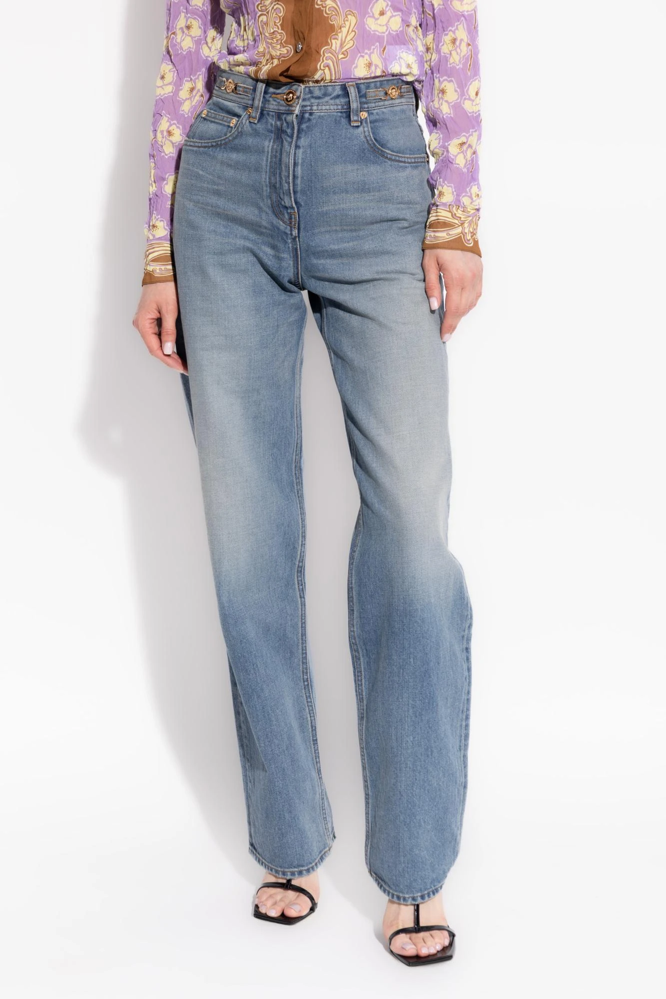商品【商品预售15天发货】 Versace|Versace 女士牛仔裤 10199451A142951D800 灰色,价格¥6726,第4张图片详细描述
