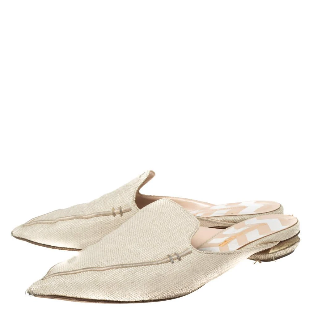 商品[二手商品] Nicholas Kirkwood|Nicholas Kirkwood Cream Raffia Pointed Toe Beya Flat Mule Sandals Size 40.5,价格¥920,第4张图片详细描述
