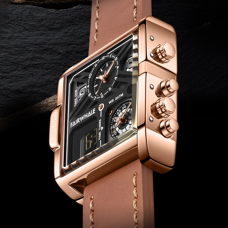马克华菲潮牌运动手表男士电子表多功能新款方形手表商品第2张图片规格展示