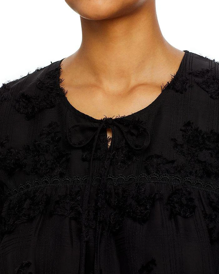 商品KOKO + MASON|Jewel Neck Frayed Applique Chiffon Peasant Top,价格¥277,第4张图片详细描述