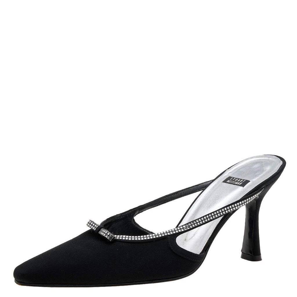 商品[二手商品] Stuart Weitzman|Stuart Weitzman Black Nylon Crystal Embellished Mules Size 40,价格¥1269,第1张图片