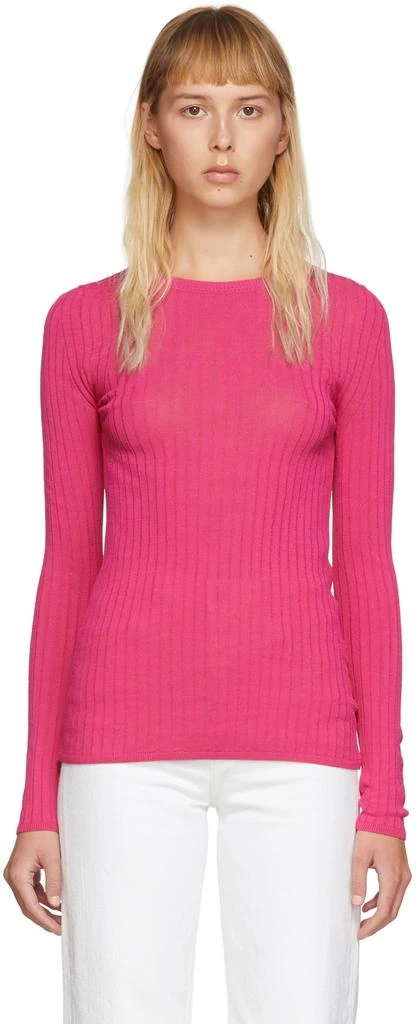 商品AMI|Pink Fitted Crewneck Sweater,价格¥661,第1张图片