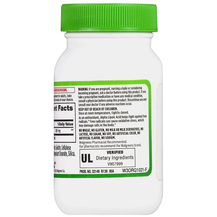 商品Walgreens|Alpha Lipoic Acid 200 mg Capsules,价格¥89,第4张图片详细描述