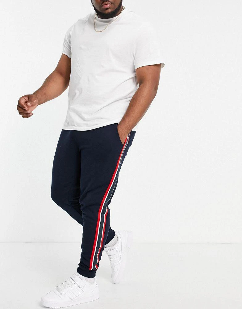 商品ASOS|ASOS DESIGN skinny joggers with side stripe in navy,价格¥129,第2张图片详细描述