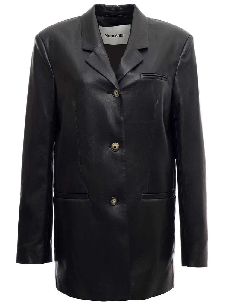 商品Nanushka|Nanushka Black Single Breastedvegan Leather Blazer,价格¥4060,第1张图片