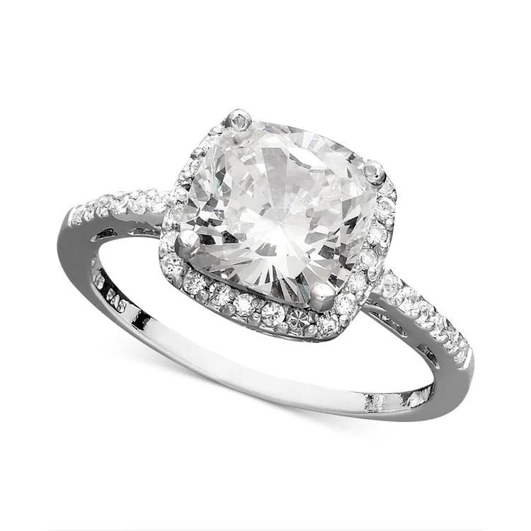 商品Giani Bernini|Sterling Silver Ring, Cubic Zirconia Cushion Cut Pave Ring (3-3/4 ct. t.w.), Created for Macy's,价格¥674,第1张图片