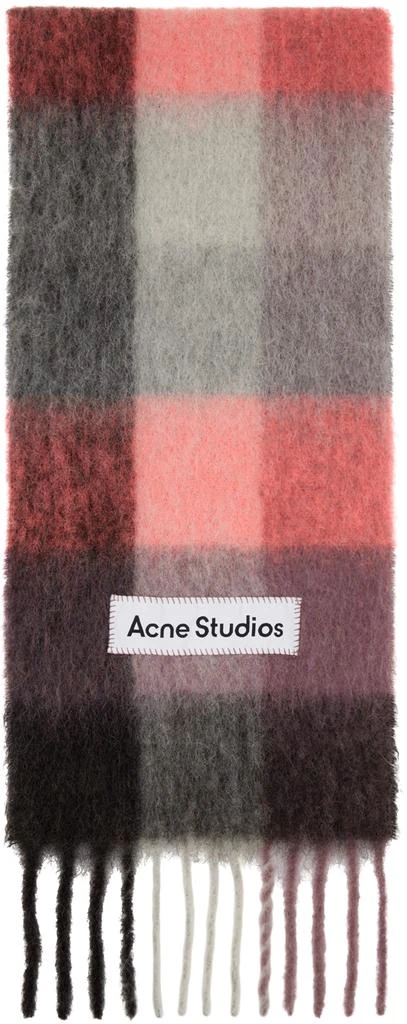 商品Acne Studios|Pink Mohair Checked Scarf,价格¥2386,第1张图片
