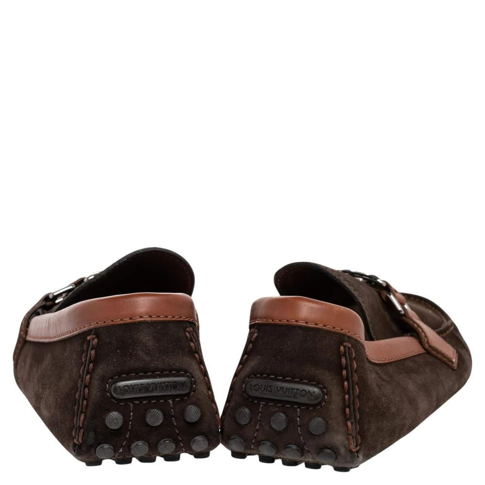 商品[二手商品] Louis Vuitton|Louis Vuitton Brown Suede And Leather Hockenhein Slip On Loafers Size 45,价格¥4006,第5张图片详细描述