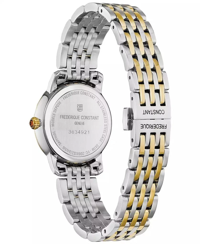 商品Frederique Constant|Women's Swiss Slimline Diamond (1/20 ct. t.w.) Two-Tone Stainless Steel Bracelet Watch 30mm,价格¥11251,第3张图片详细描述