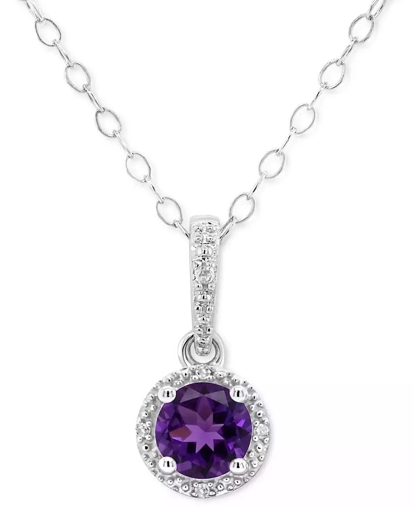 商品Macy's|Rhodolite Garnet (1 ct. t.w.) & Diamond Accent Solitaire 18" Pendant Necklace in Sterling Silver (Also in Citrine, Blue Topaz, Peridot, Amethyst, & White Topaz),价格¥608,第1张图片