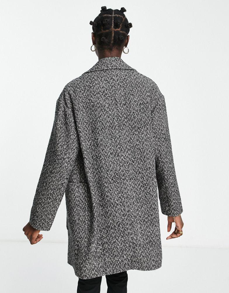 Topshop textured short coat in grey商品第2张图片规格展示
