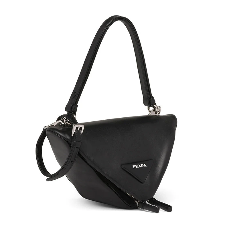 商品Prada|【预售3-7天】PRADA/普拉达 2021秋冬 黑色光滑纳帕皮革 绗缝经典三角形手提单肩包1BA315_2DX8_F0002_V_OOO,价格¥14703,第4张图片详细描述