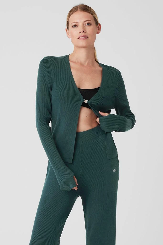 商品Alo|Knit Salana Cardigan - Midnight Green,价格¥1137,第1张图片