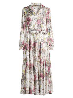 Floral Satin Maxi Shirt Dress商品第5张图片规格展示
