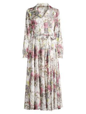 商品Tahari|Floral Satin Maxi Shirt Dress,价格¥1051,第5张图片详细描述