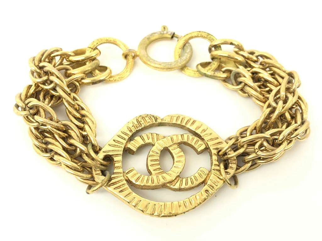 商品[二手商品] Chanel|Chanel Gold-tone Metal CC Logo Charm Multi-chain Bracelet,价格¥15063,第1张图片