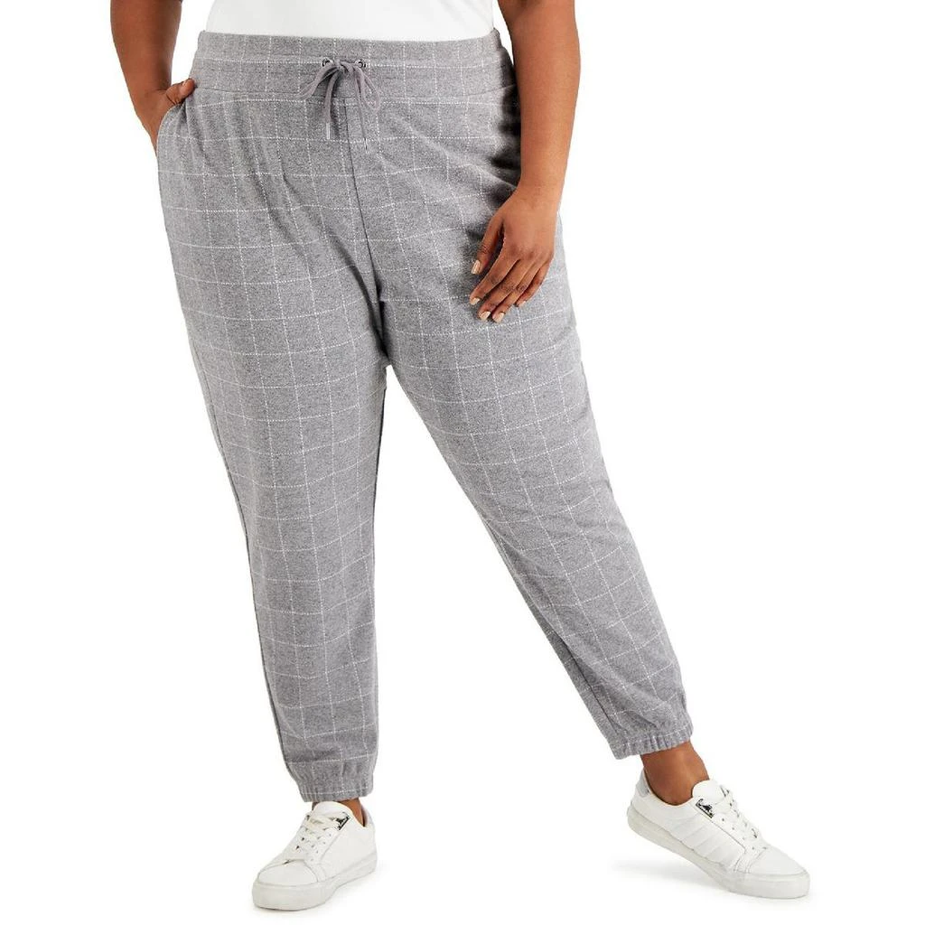 商品Calvin Klein|Calvin Klein Womens Plus Windowpane Fleece Jogger Pants,价格¥71,第1张图片