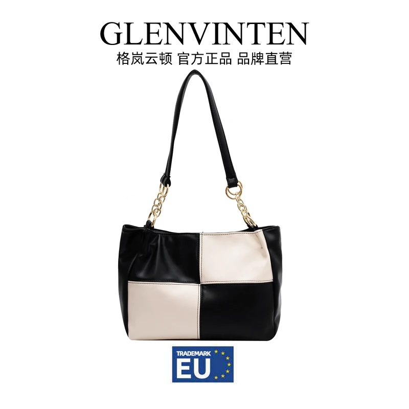 商品[国内直发] GLENVINTEN|格岚云顿大容量拼色包包秋季新款流行百搭通勤包单肩包时尚百搭托特包,价格¥187,第1张图片