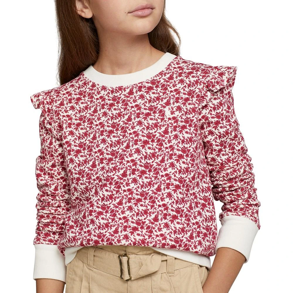 商品Ralph Lauren|Big Girls Floral Ruffled Fleece Sweatshirt,价格¥269,第2张图片详细描述