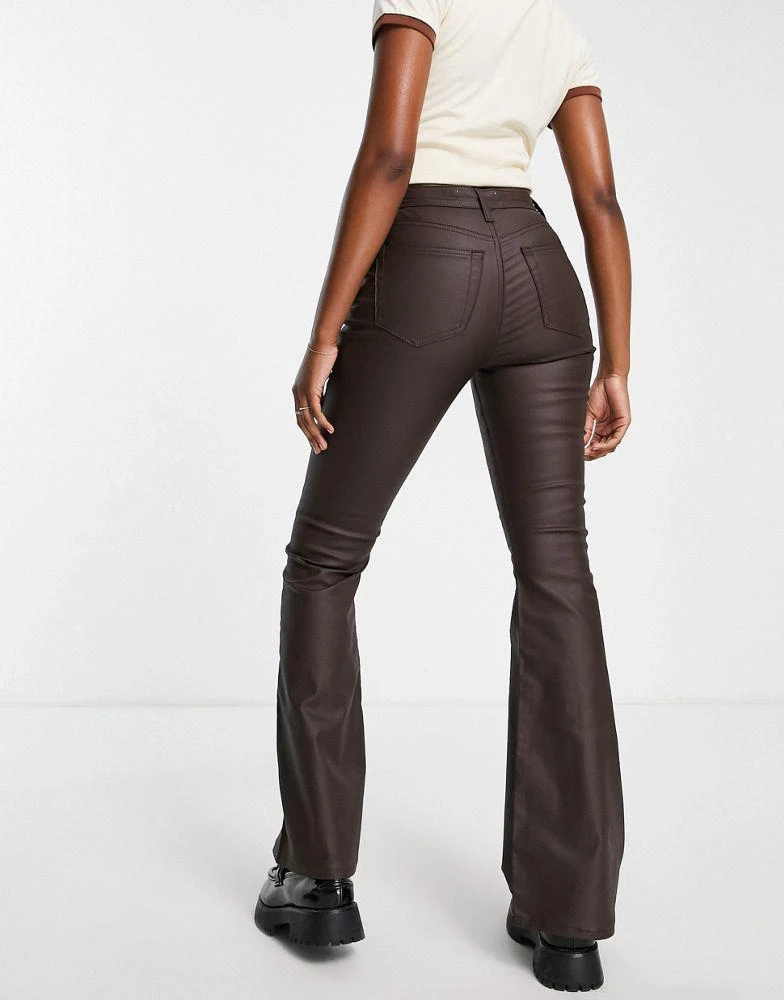 商品Topshop|Topshop Jamie flare jeans in coated brown,价格¥246,第4张图片详细描述
