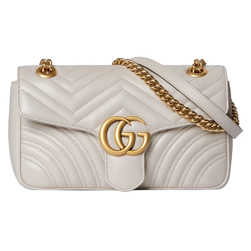 商品Gucci|【预售3-7天】GUCCI/古驰24新款 马蒙系列女士小号灰色皮革翻盖单肩包,价格¥19042,第1张图片