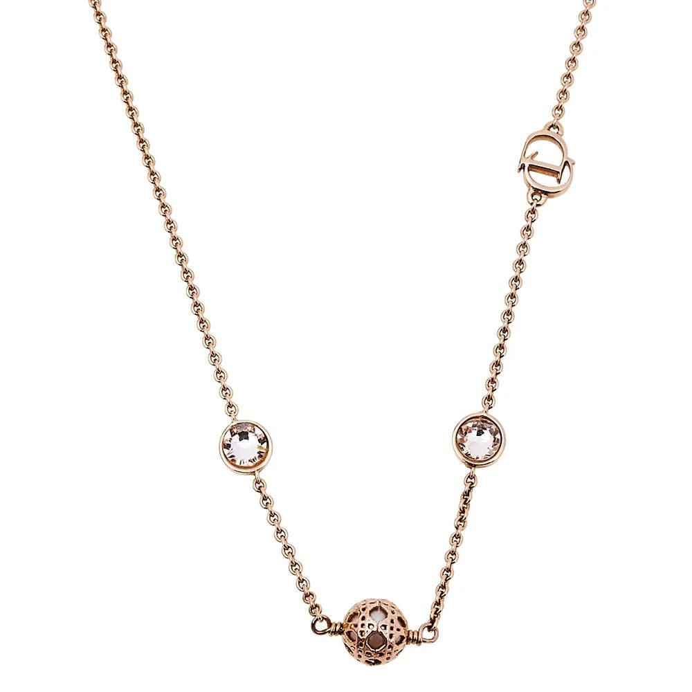 商品[二手商品] Dior|Dior Cannage Faux Pearl Crystal Rose Gold Tone Station Necklace,价格¥1586,第1张图片