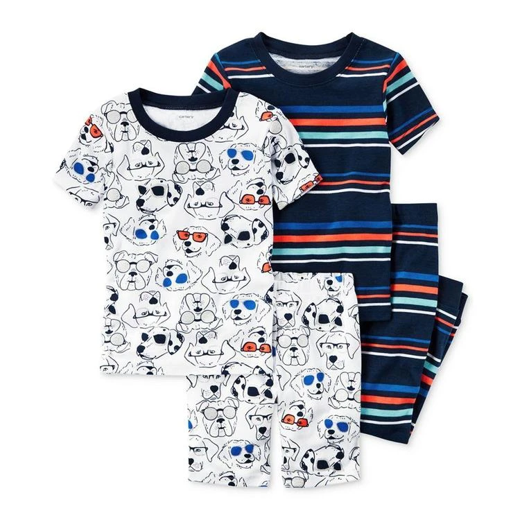 商品Carter's|4-Pc. Dogs & Stripes Cotton Pajama Set, Baby Boys (0-24 months),价格¥88,第1张图片