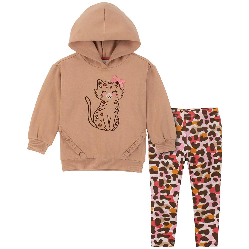 商品KIDS HEADQUARTERS|Baby Girls Ruffle-Trim Fleece Hoodie Tunic and Animal-Print Leggings, 2 Piece Set,价格¥90,第1张图片