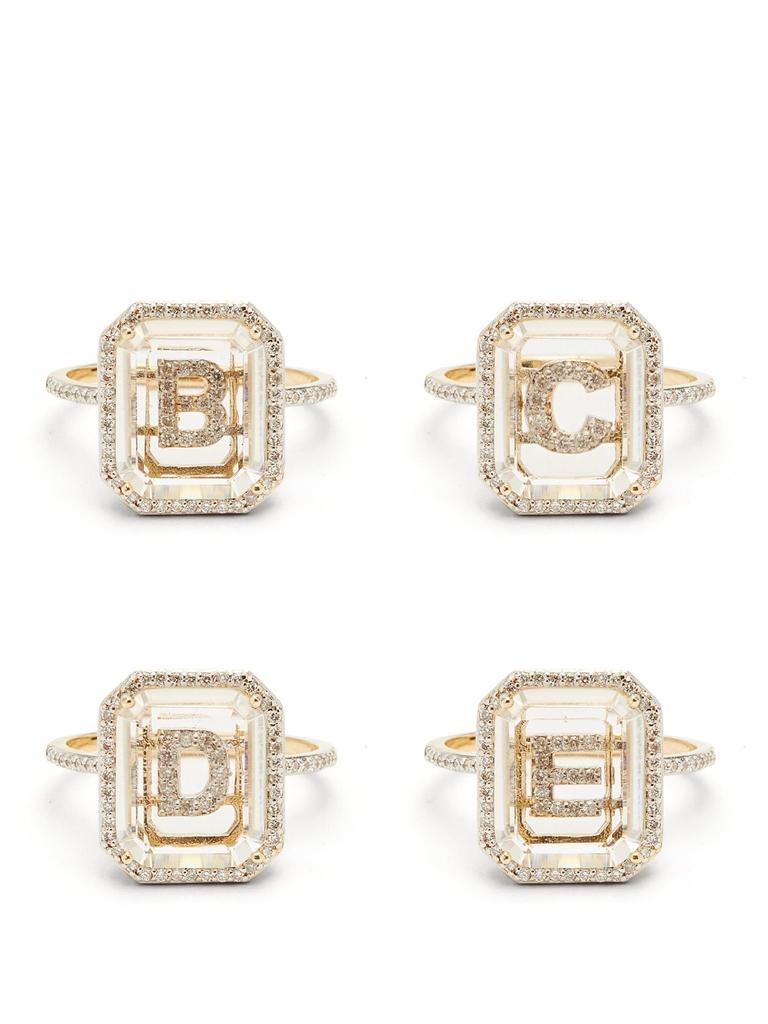 商品MATEO|Initials diamond, quartz & 14kt gold ring A-I,价格¥15799,第7张图片详细描述