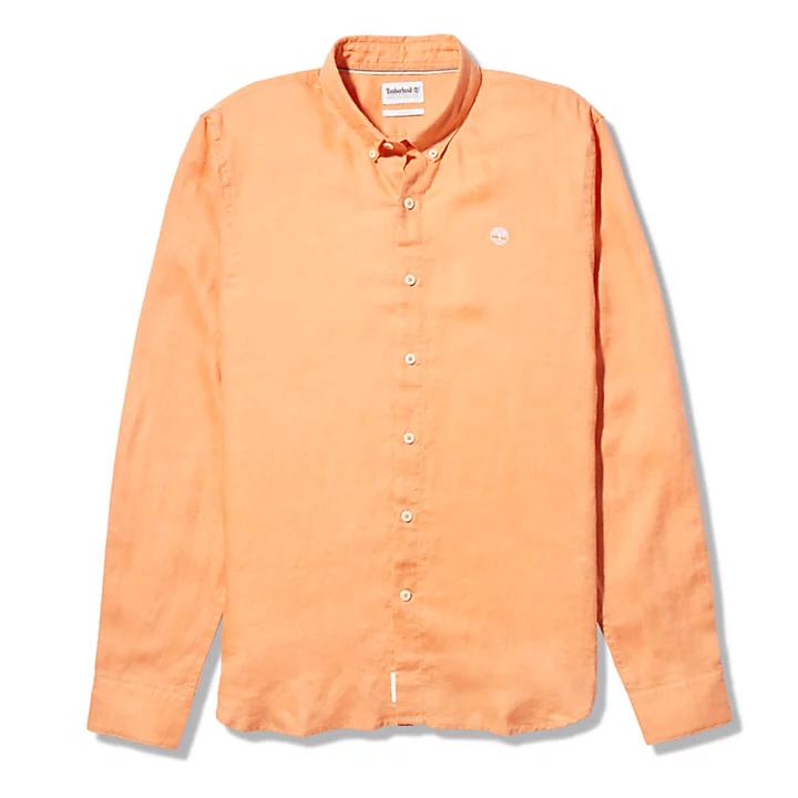 Mill River LS Linen Shirt for Men in Peach商品第6张图片规格展示