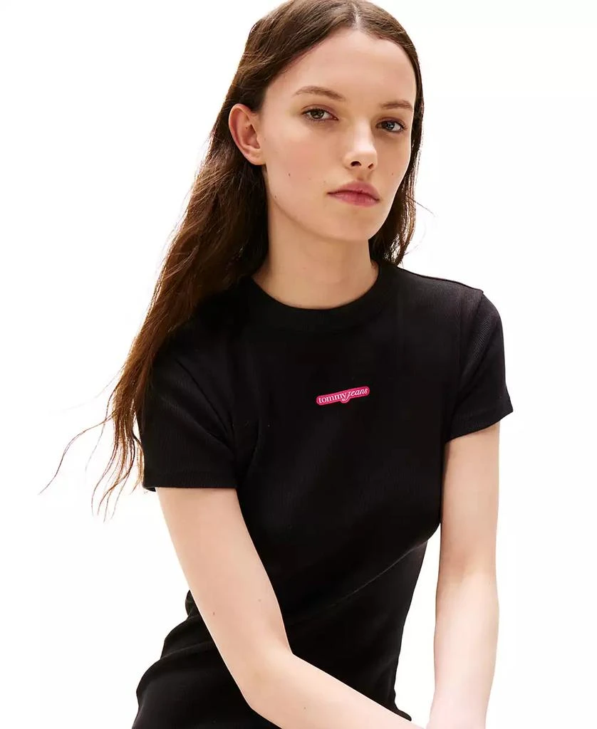 商品Tommy Jeans|Women's Script Logo Ribbed Mini Dress,价格¥205,第2张图片详细描述
