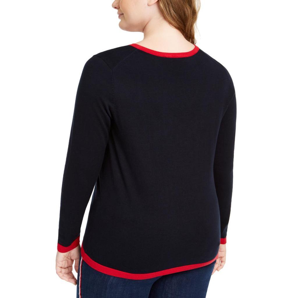商品Tommy Hilfiger|Tommy Hilfiger Womens Plus Argyle V-Neck Sweater,价格¥301,第4张图片详细描述