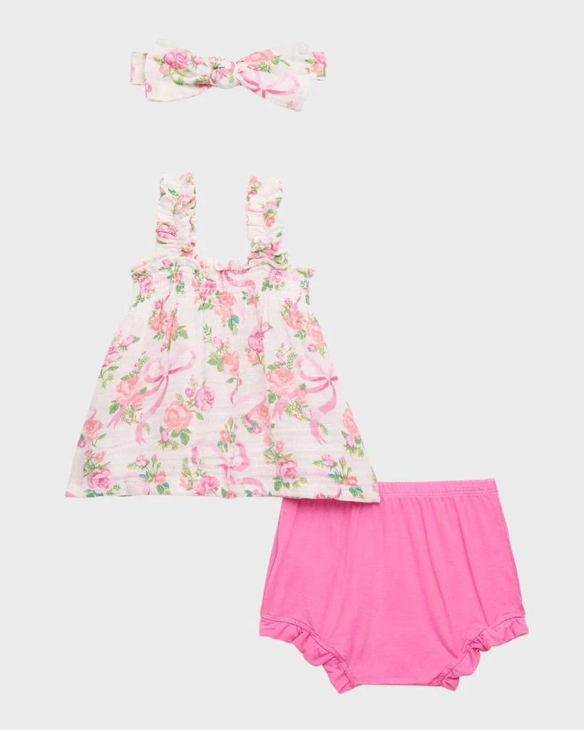 商品Angel Dear|Girl's Coquette Bows Ruffly-Strap Top with Bloomers and Headband, Size 3M-24M,价格¥186,第2张图片详细描述