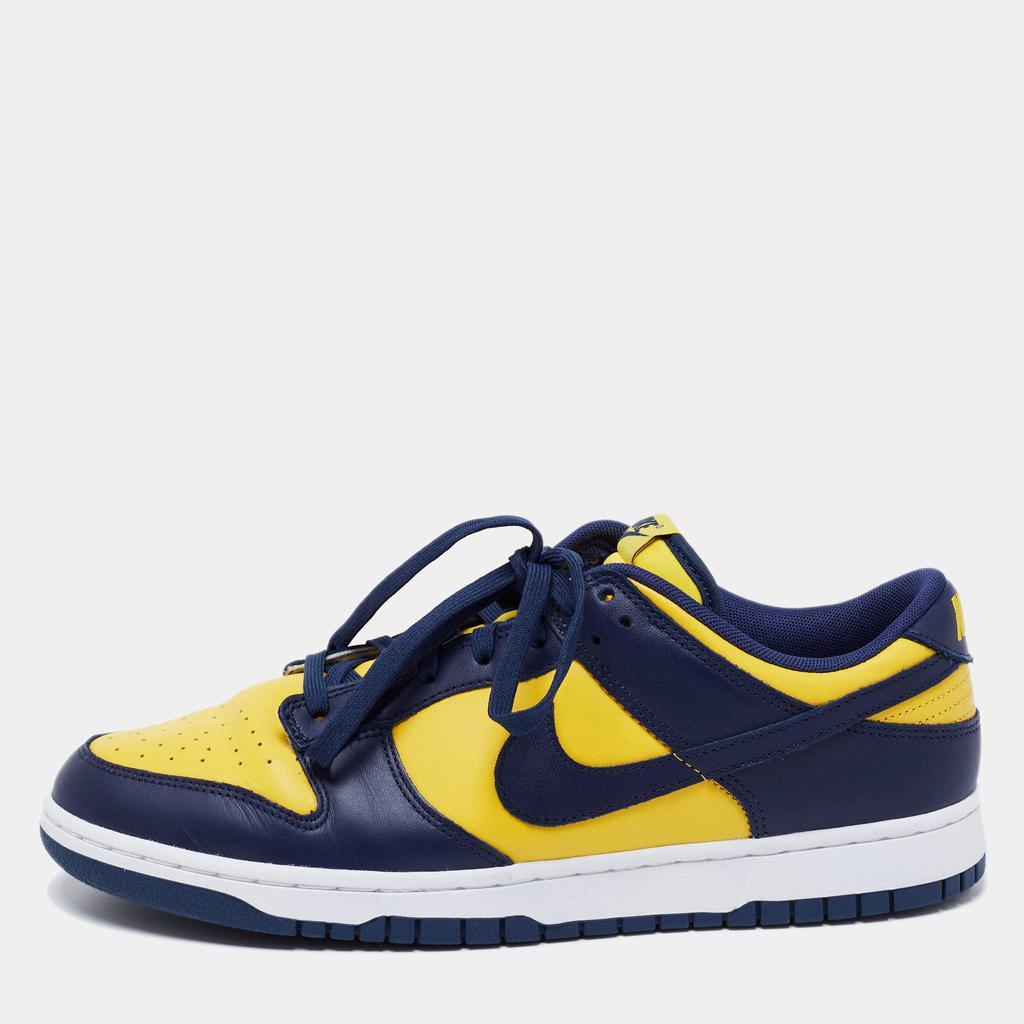 商品[二手商品] NIKE|Nike Navy Blue/Yellow Leather Dunk Lace Up Retro Sneakers  Size 47,价格¥2770,第1张图片