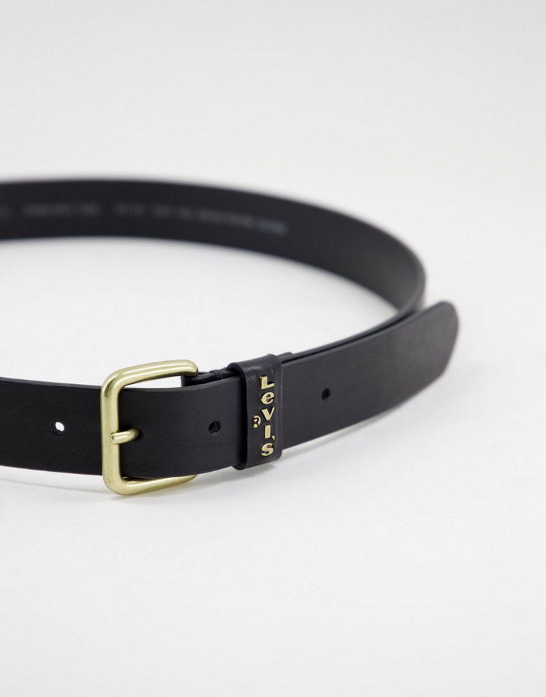 Levi's leather logo belt loop belt in black商品第2张图片规格展示