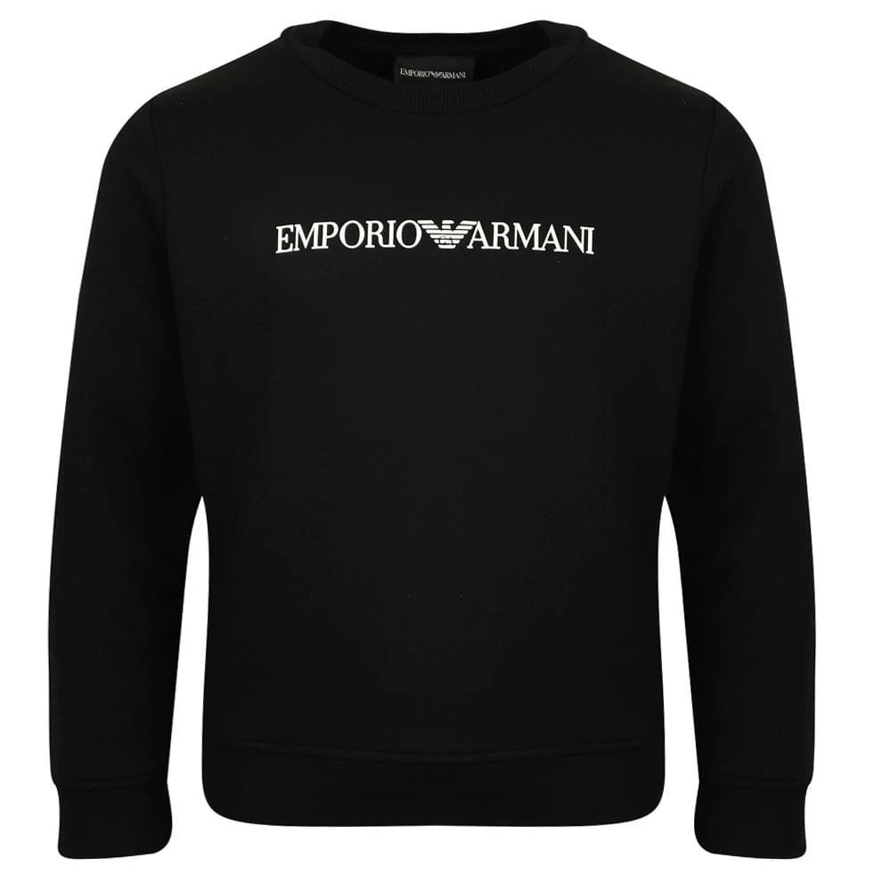 商品Emporio Armani|Black Crew Neck Logo Sweatshirt,价格¥516,第1张图片