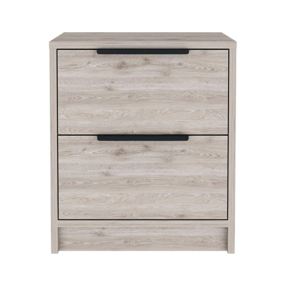 商品Depot E-Shop|DEPOT E-SHOP Egeo Night Stand, Two Drawers, Countertop, Light Grey, For Bedroom,价格¥1398,第1张图片