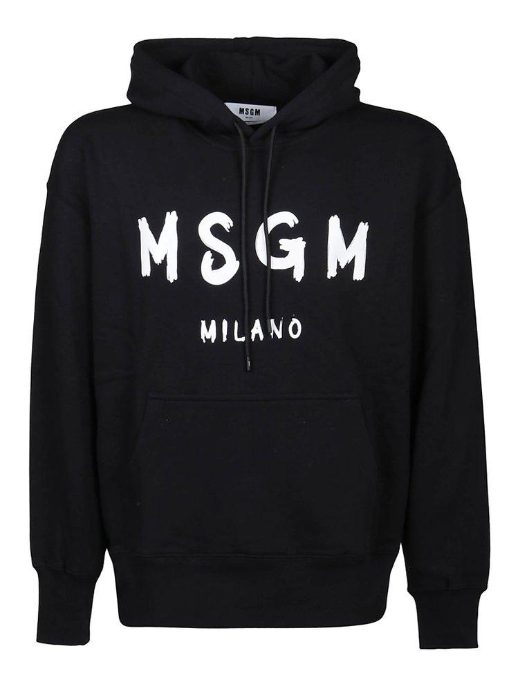 MSGM Logo Printed Drawstring Hoodie商品第1张图片规格展示