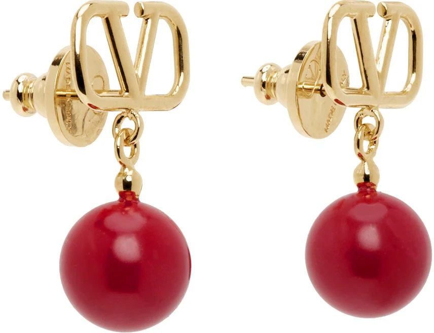 商品Valentino|Gold VLogo Signature Pearl Earrings,价格¥3855,第2张图片详细描述