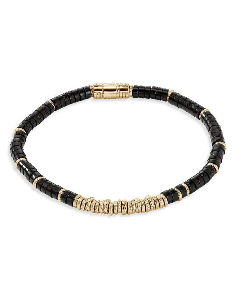 商品John Hardy|14K Yellow Gold Classic Chain Onyx Heishi Bead Bracelet,价格¥14230,第1张图片