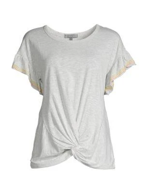 商品Democracy|Embroidered Twist Front Top,价格¥119,第3张图片详细描述