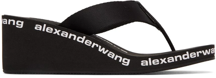 商品Alexander Wang|Black AW Wedge Flip Flop Sandals,价格¥1183,第1张图片