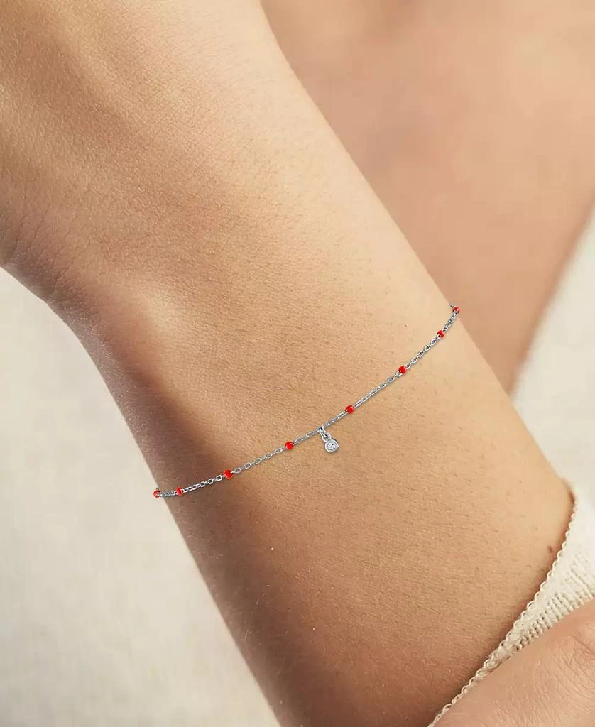 商品Macy's|Diamond Accent Bezel & Enamel Bead Bracelet in Sterling Silver or 14k Gold-Plated Sterling Silver,价格¥261,第2张图片详细描述
