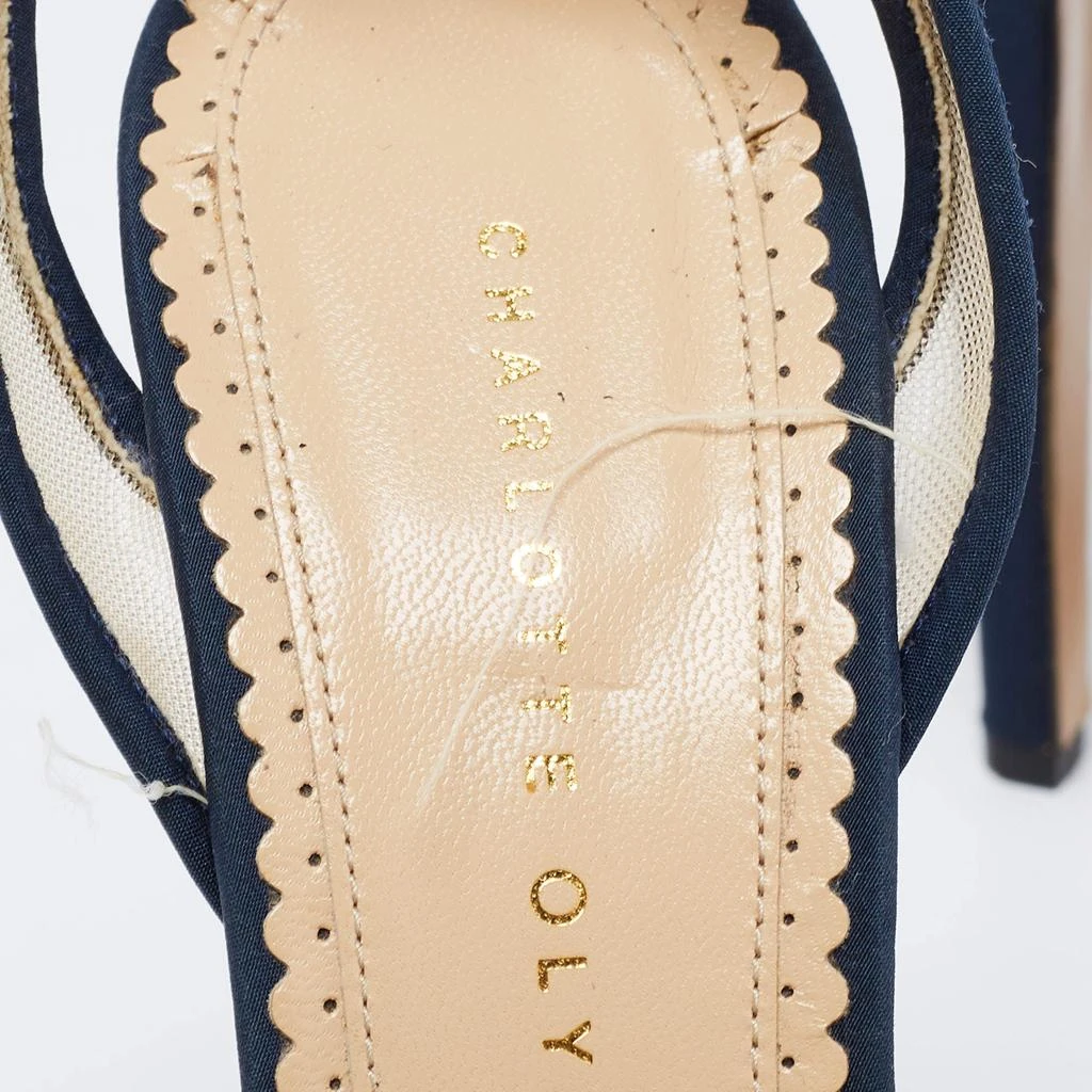 Charlotte Olympia Blue Suede Trim And Mesh Pomoline Pom Pom Platform Sandals Size 37 商品