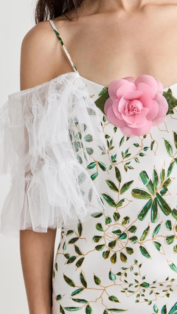 商品Rodarte|Off White and Green Printed Silk Bias Slip Dress,价格¥4474,第5张图片详细描述