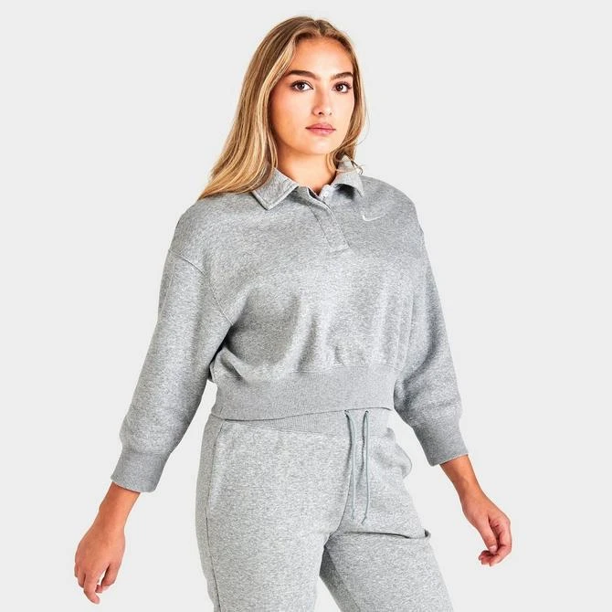 商品NIKE|Women's Nike Sportswear Phoenix Fleece Three-Quarter Sleeve Crop Polo Sweatshirt,价格¥262,第3张图片详细描述